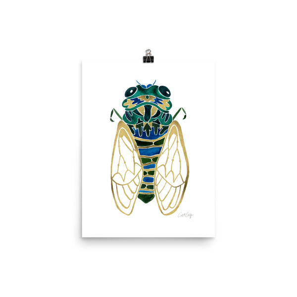 Cicada – Green & Gold Palette • Art Print