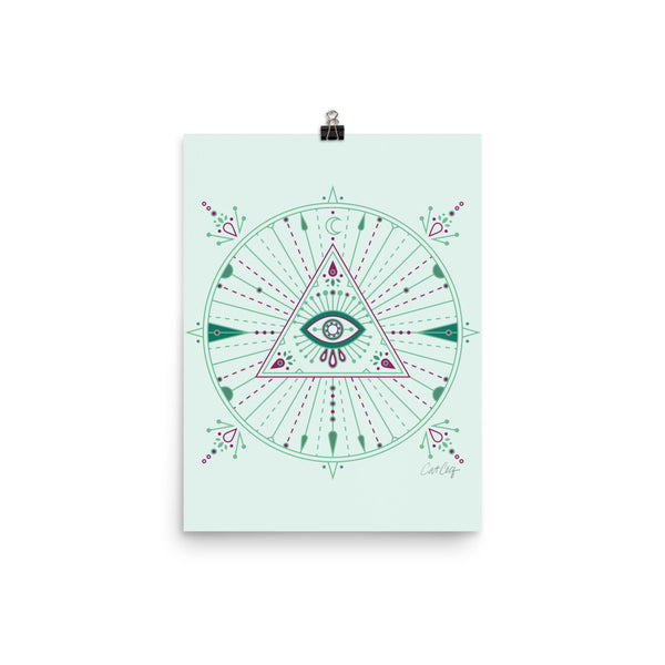 All-Seeing Eye Mandala – Mint Palette • Art Print