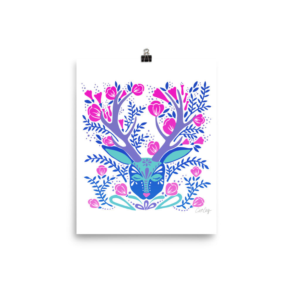 Floral Antlers – Indigo Palette • Art Print