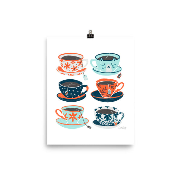 Tea Time - Coral and Teal
