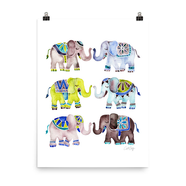 Elephant Collection – Cool Palette • Art Print