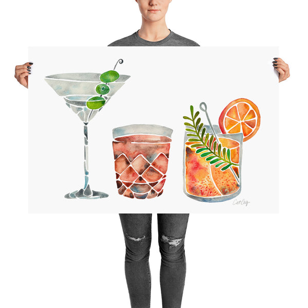Classic Cocktails  – 1960s Watercolor Lineup • Art Print