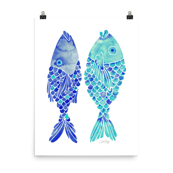 Indonesian Fish – Navy & Turquoise Palette • Art Print