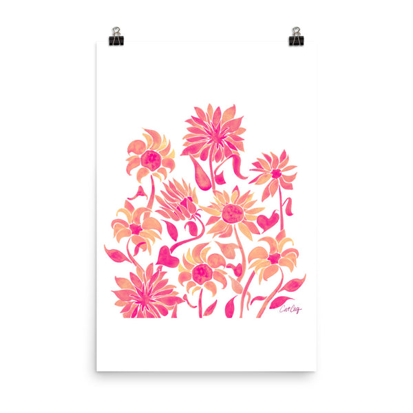 Sunflower Watercolor – Pink Palette • Art Print