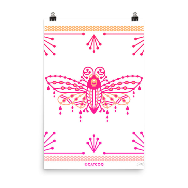 Death's Head Hawkmoth – Pink Ombré Palette • Art Print