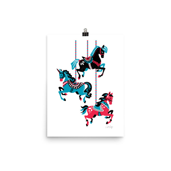 Carousel Horses - Teal Cherry