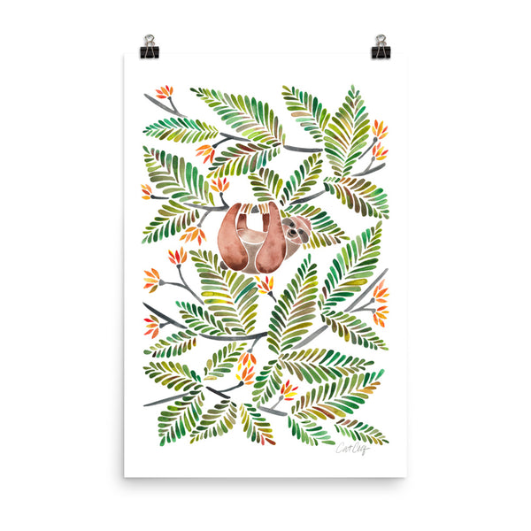 Happy Sloth – Tropical Green Rainforest • Art Print