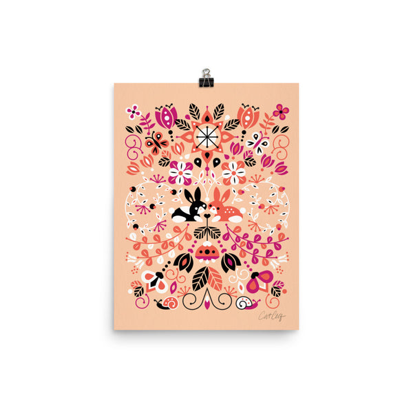 Bunny Lovers – Orange & Pink Palette • Art Print