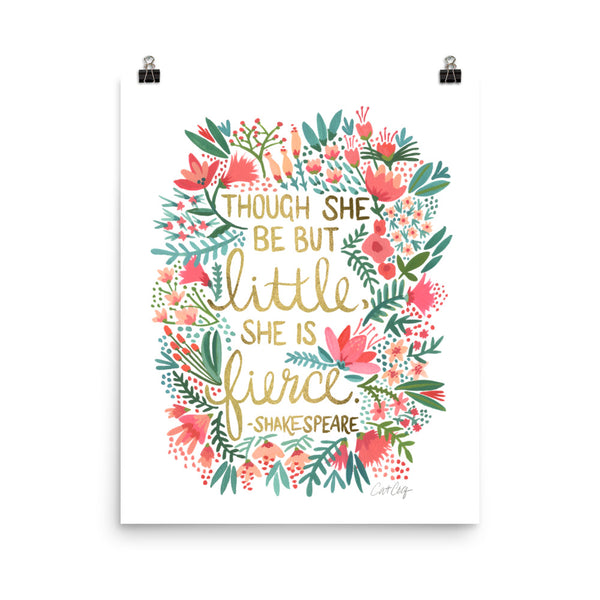 Little & Fierce – Gold Lettering • Art Print