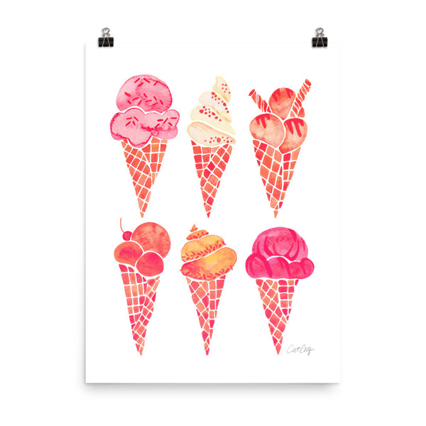 Ice Cream Cones – Peachy Pink Palette • Art Print