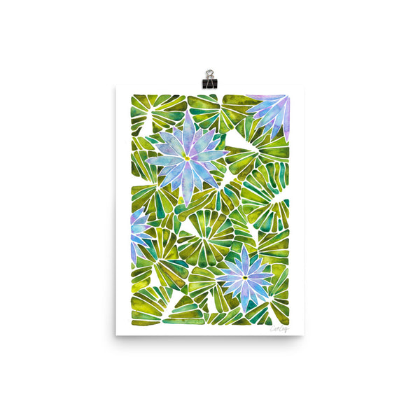 Water Lilies – Lavender & Green Palette  •  Art Print