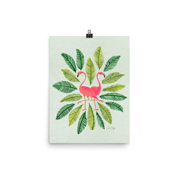 Flamingos and Fronds • Art Print