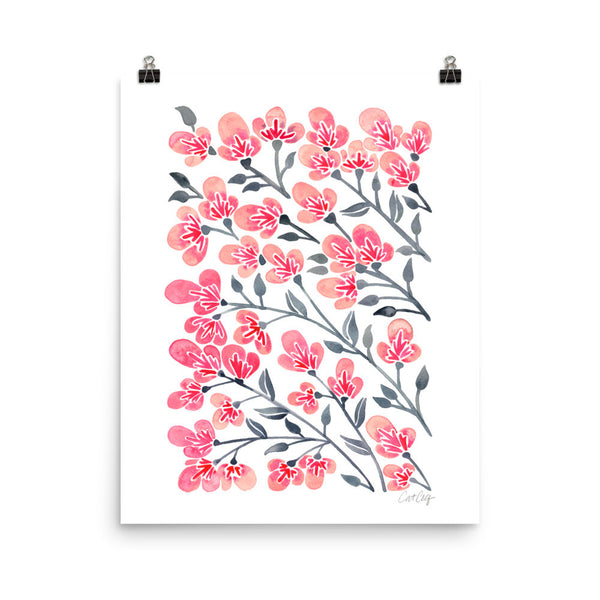 Cherry Blossoms – Pink & Grey Palette • Art Print