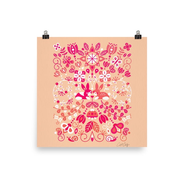 Bunny Lovers – Pink & Peach Palette • Art Print