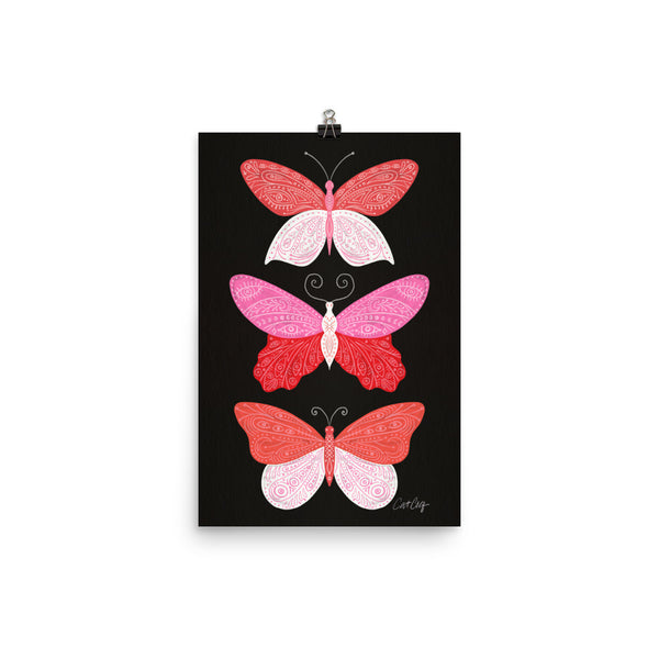 Tattooed Butterflies – Charcoal & Pink