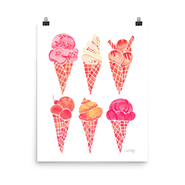 Ice Cream Cones – Peachy Pink Palette • Art Print