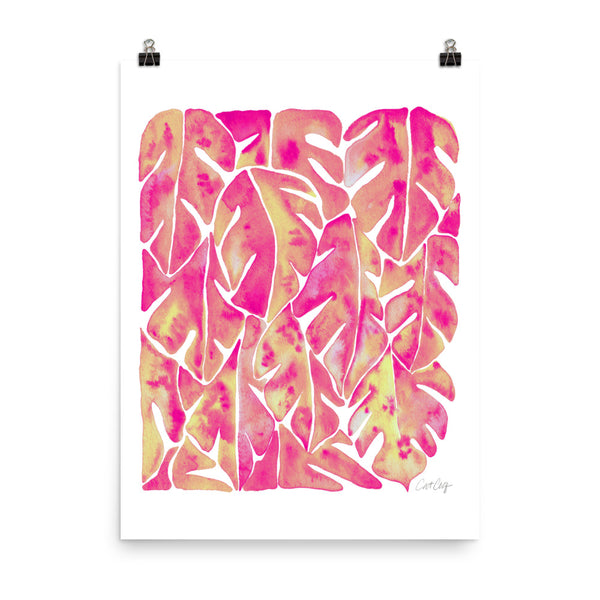 Split Leaf Philodendron – Pink Palette • Art Print