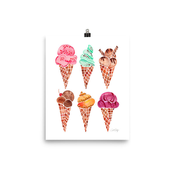 Ice Cream Cones – Rainbow Palette • Art Print