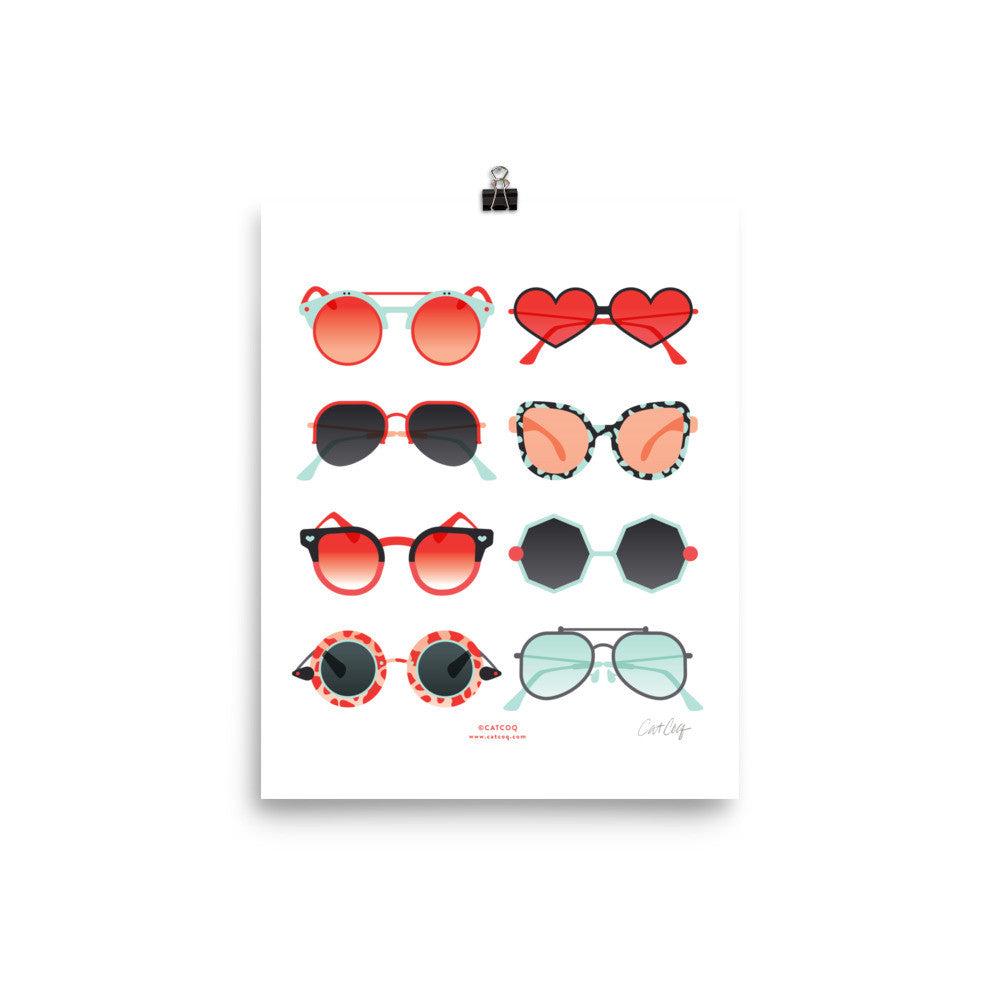 Sunglasses Collection – Red & Mint Palette • Art Print