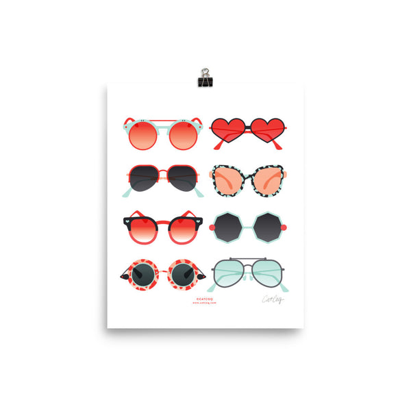 Sunglasses Collection – Red & Mint Palette • Art Print