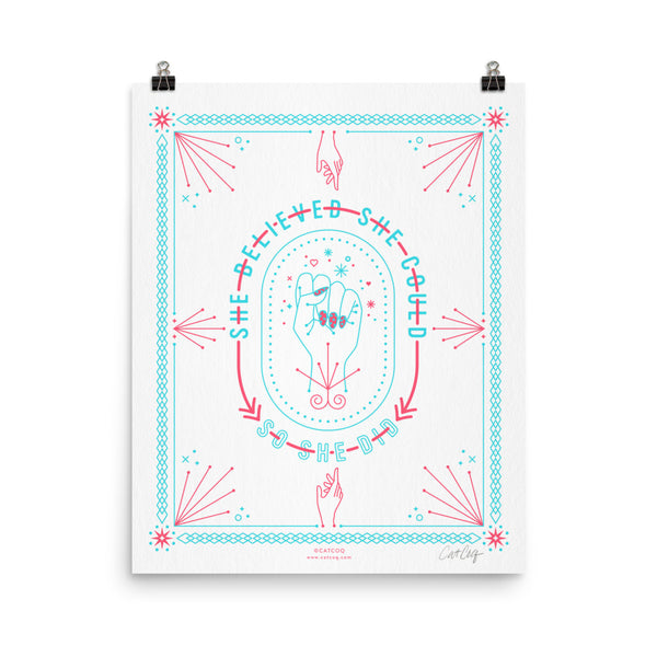 She Believed – Red & Cyan Palette • Art Print