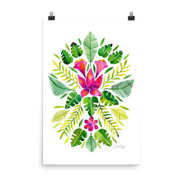 Tropical Symmetry – Pink & Green Palette • Art Print
