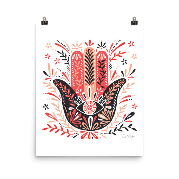 Hamsa Hand – Red & Black Palette • Art Print