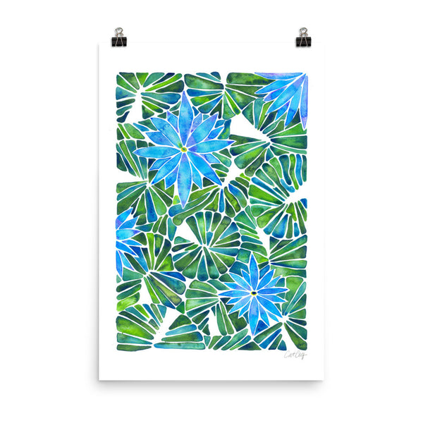 Water Lilies – Blue & Green Palette  •  Art Print