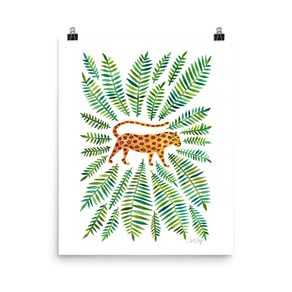 Jaguar – Green Leaves • Art Print