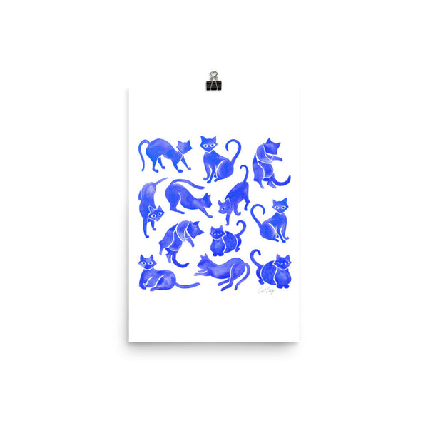 Cat Positions – Blue Palette • Art Print