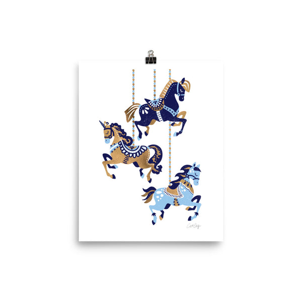 Carousel Horses - Copper Blue