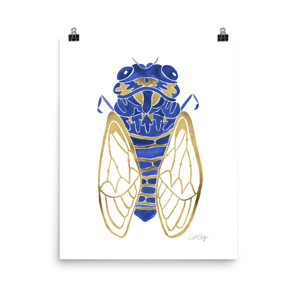 Cicada – Navy & Gold Palette • Art Print