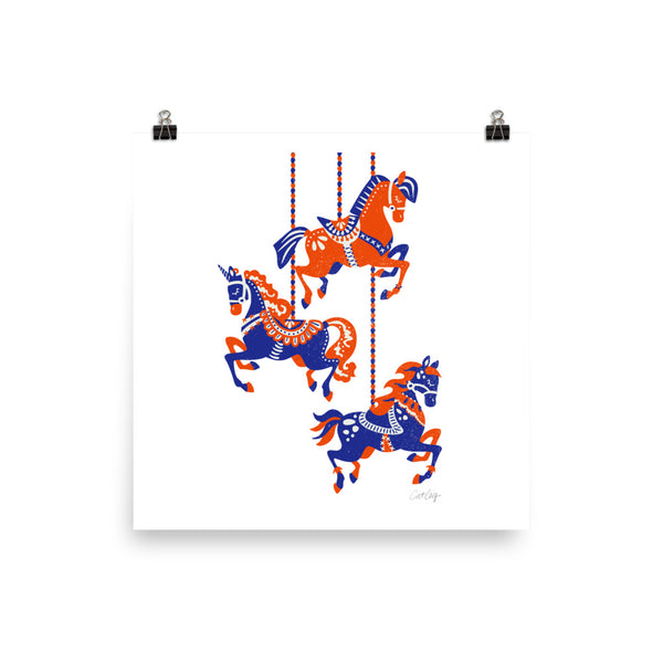 Carousel Horses - Coral Navy