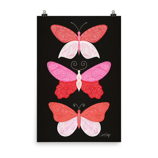 Tattooed Butterflies – Charcoal & Pink
