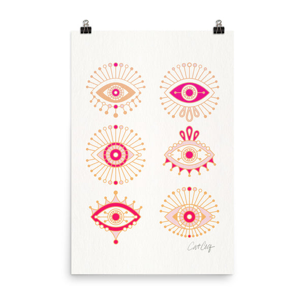 Evil Eyes – Pink Ombré Palette • Art Print