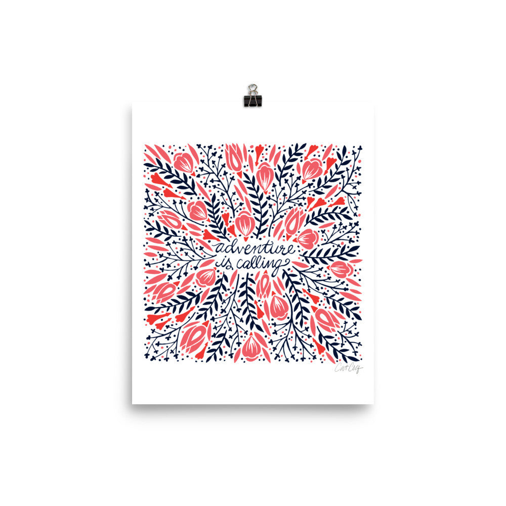 Adventure is Calling – Red & Black Palette • Art Print