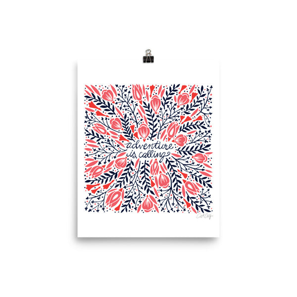 Adventure is Calling – Red & Black Palette • Art Print