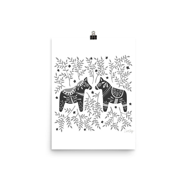 Swedish Dala Horses – Black Palette • Art Print