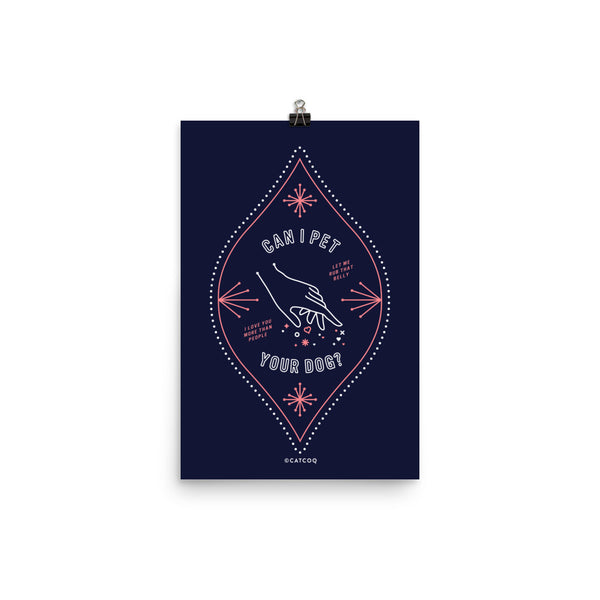 Can I Pet Your Dog – Navy & Blush Palette • Art Print