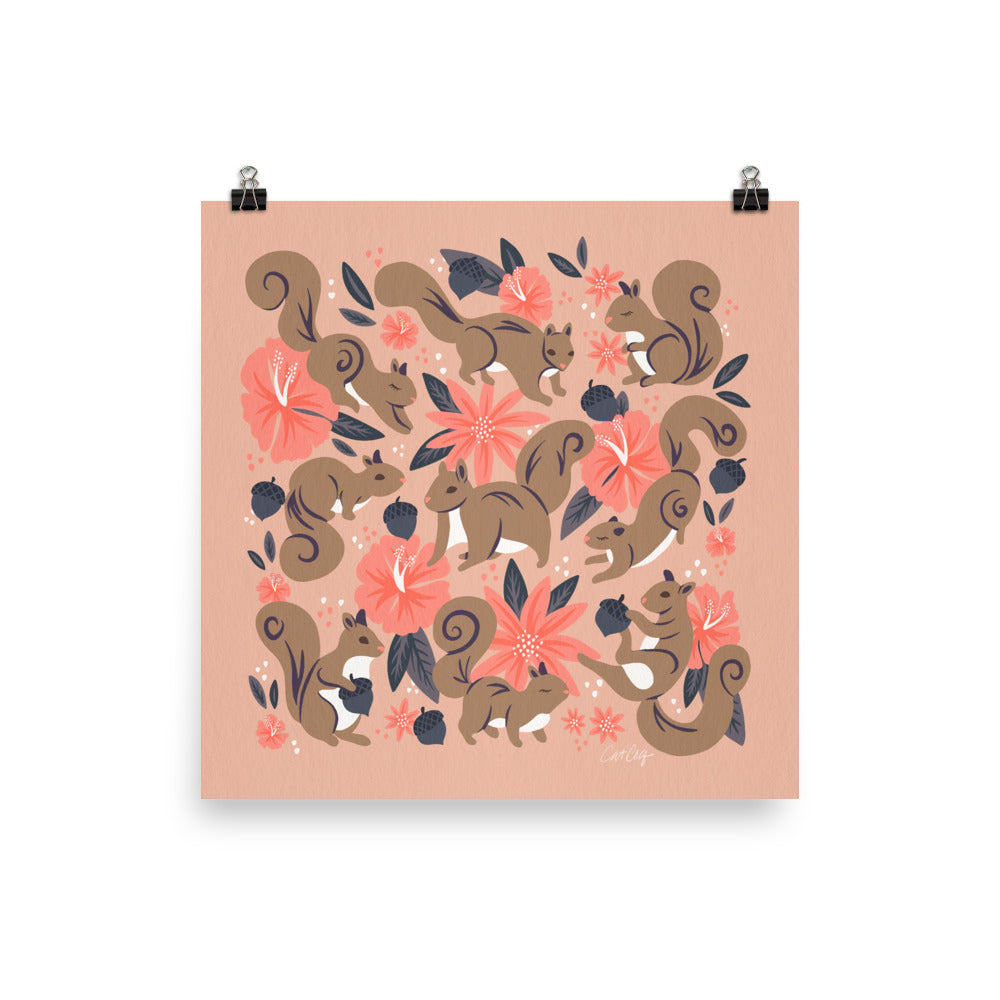 Squirrels & Blooms – Peach & Tan