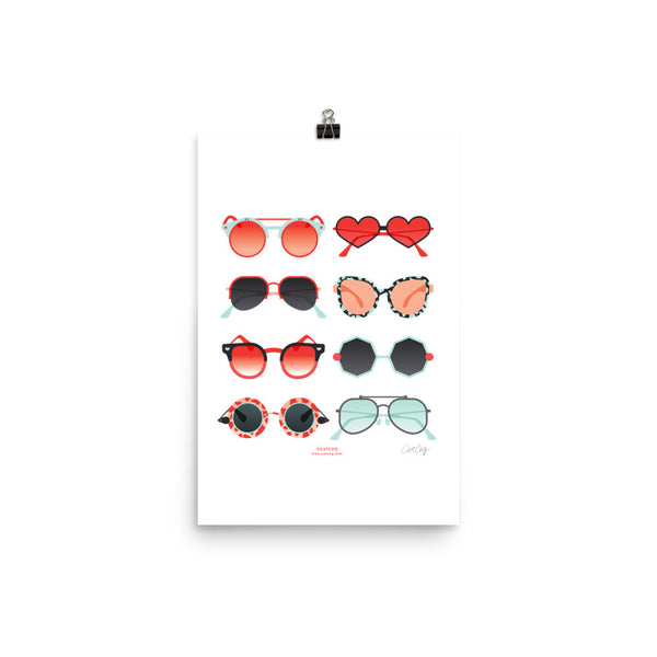 Sunglasses Collection – Red & Mint Palette • Art Print