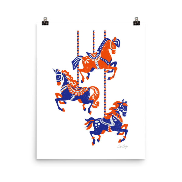 Carousel Horses - Coral Navy