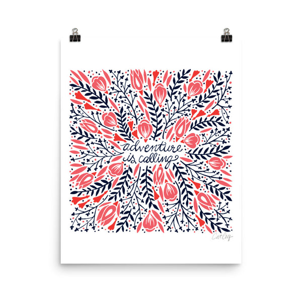 Adventure is Calling – Red & Black Palette • Art Print