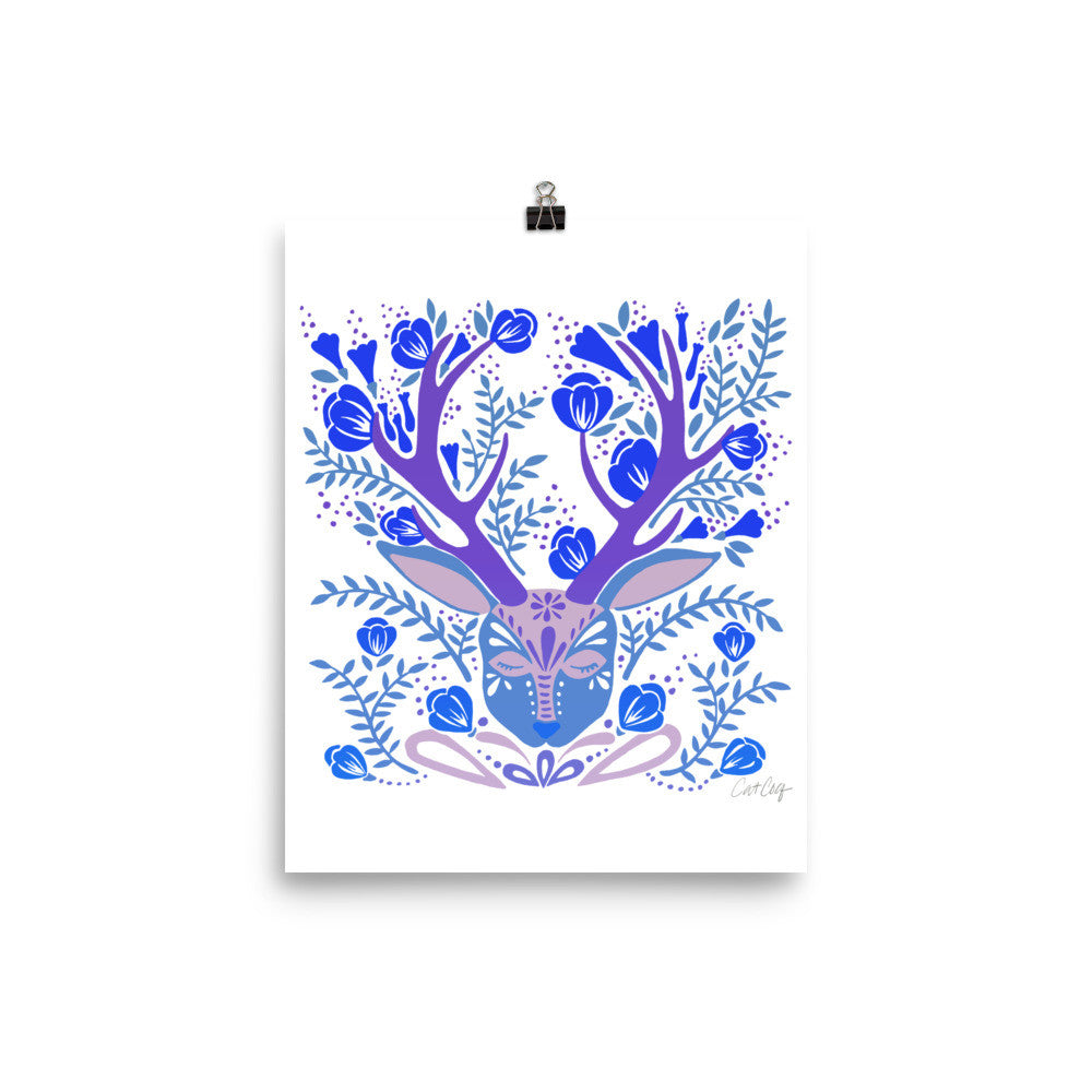 Floral Antlers – Blue Palette • Art Print