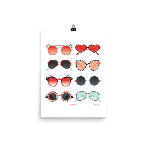 Sunglasses Collection – Red & Mint Palette • Art Print