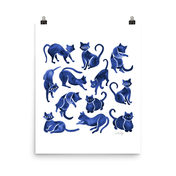 Cat Positions – Navy Palette • Art Print
