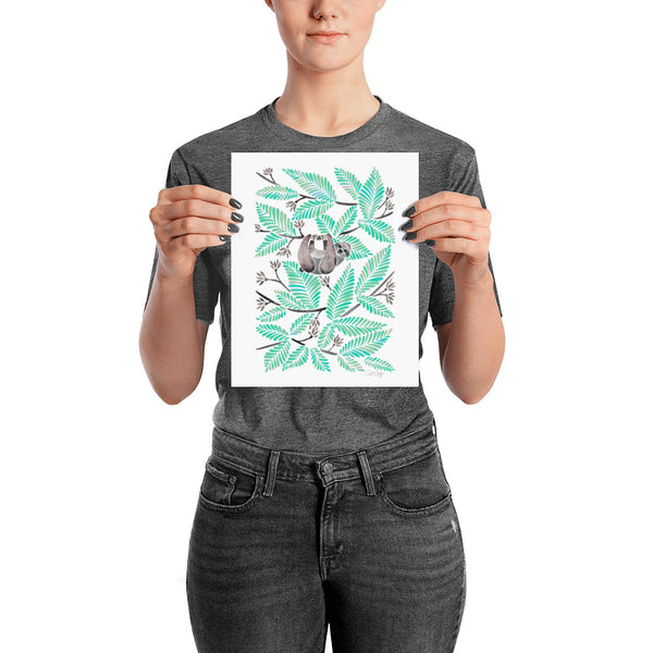 Happy Sloth – Tropical Mint Rainforest • Art Print