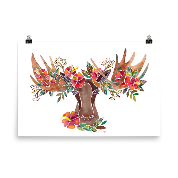 Floral Moose – Red & Brown