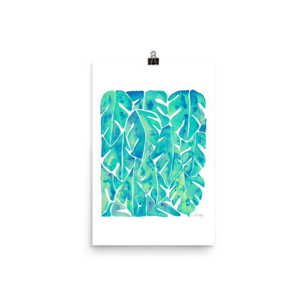 Split Leaf Philodendron – Turquoise Palette • Art Print