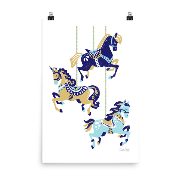 Carousel Horses - Navy Suede